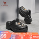 駱駝（CAMEL）洞洞鞋女時(shí)尚DIY鞋花休閑涼鞋顯高涼拖鞋 L25M071023 黑色 36-37