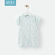 湯尼倍兒嬰兒短袖連體衣薄款居家服睡衣夏季燒花透氣新生兒寶寶哈衣服 青花藍 73cm