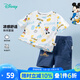 迪士尼寶寶（Disney Baby）童裝男童套裝潮酷米奇短袖套裝舒適柔軟24年夏新品 白色+牛仔藍 90