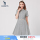 哈吉斯（HAZZYS）女裝 夏款翻領(lǐng)腰帶氣質(zhì)成熟斜花紋連衣裙AQWSC03BC03 乳白色IV S (160/84A 38)