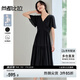 尚都比拉[100%桑蠶絲]女裝真絲連衣裙夏季輕薄裙子V領(lǐng)氣質(zhì)小黑裙 黑色 L