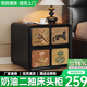 耐禾實(shí)木床頭柜黑色中古風(fēng)貓抓皮臥室簡(jiǎn)約現代靠墻床邊收納柜儲物柜子 黑色【復古彩繪】 長(cháng)50*寬40*高46【四圖】