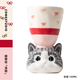 CONGSTUDIO限定手作可愛(ài)貓咪手工陶瓷杯酒杯咖啡杯創(chuàng  )意卡通少女生日禮物 蝴蝶結「湯圓」
