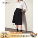 AMII2024年春新款通勤百搭不規(guī)則搭片半身裙女顯瘦高腰小A裙子 黑色 165/72A/L
