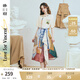 兩三事梵高文藝 藝術(shù)長(zhǎng)廊 2025夏季新款復(fù)古印花抽繩綁帶兩穿半身裙 花色-y XS