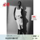 H&M女裝半身裙2025秋季新款時尚中腰直筒下擺寬松A字牛仔裙1272891 淺牛仔藍(lán) S 160/68