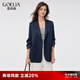 歌莉婭三醋酸七分袖西裝外套女士2025新款春季通勤穿搭1C8L6M21B 90U深寶藍 M
