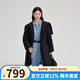艾萊依（ERAL）羽絨服女士設(shè)計(jì)感捏褶長(zhǎng)款羽絨服時(shí)尚極簡(jiǎn)造型長(zhǎng)大衣連帽鴨絨外套 炭黑 M 160【建議110-130斤】