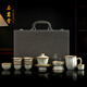 石茗堂品牌高端汝瓷功夫茶具套裝開(kāi)片可養(yǎng)泡茶蓋碗茶壺家用辦公室送禮盒 蓮花汝瓷大套裝
