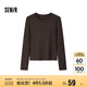 森馬（Semir）長袖T恤女吸濕發(fā)熱抗菌緊身內(nèi)搭2024圓領(lǐng)抓絨套頭衫109724101007