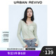 UR2025春季新款女裝休閑V領(lǐng)木耳邊修身針織開(kāi)衫UYY950020 灰綠 L