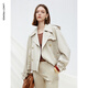 朗姿短款風(fēng)衣雙排扣英倫風(fēng)外套2025年秋季新款米色氣質(zhì)復古上衣女 燕麥牛奶色 XL