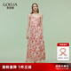 歌莉婭真絲連衣裙2025新款玫瑰花桑蠶絲吊帶裙高端度假長(zhǎng)裙1E4L4K0D0 9CD粉紅玫瑰花園印花 S
