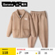 蕉內（Bananain）絨絨500E兒童睡衣男女童半邊絨大童寶寶家居服套裝加絨保暖秋冬季 【煥新款】深藕咖 110