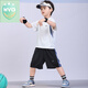 WVD國際品牌2025新款男童冰絲速干短袖短褲套裝夏季戶外外穿薄款兒童運動裝 套裝/白色T+黑色短褲 80cm