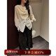 三吉黑花【南枝】燙金絲絨闊腿褲子女秋冬季流行2024新款垂墜感潮 黑金 M