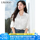lagogo簡約翻領(lǐng)寬松休閑襯衫女拉谷谷2025年夏季新款透氣中袖上衣 本白色 M