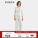 PORTS寶姿女裝2024春夏新款時尚闊腿長褲子簡約純色松緊開衩直筒褲 奶白色 XS (2)