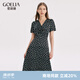 歌莉婭蝴蝶碎花裙v領(lǐng)連衣裙女夏裝顯瘦氣質(zhì)長裙禮服裙子1A6H4KAKA 27D黑底印花 L