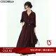 COCOBELLA[安可拉紅]氣質(zhì)法式連衣裙女秋肌理褶皺長袖襯衫裙FR106 酒紅色 M