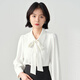 京多夢(mèng)職業(yè)裝正裝襯衫女長(cháng)袖氣質(zhì)蝴蝶結系帶襯衣工裝工作2025夏季新款 白色 L (100-120斤）