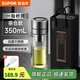 蘇泊爾（SUPOR）一鍵開(kāi)蓋玻璃杯雙層防燙茶水分離男士泡茶車(chē)載水杯便攜商務(wù)禮盒裝 【禮盒裝】茶倉款350ml