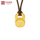 FUSSEM足金啞鈴黃金項鏈女壺鈴吊墜純金新款運動(dòng)健身3D硬金迷你掛墜金飾 足金壹鈴吊墜【咖色吊墜繩】約0.8g