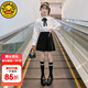 G.DUCKKIDS小黃鴨女童套裝裙春秋裝新款兒童襯衫女孩學院風JK兩件套學生校服 黑色熊裙領結襯套 170 尺碼15~16歲【160-170cm】