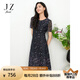 玖姿（JUZUI）氣質減齡蕾絲網紗蝴蝶連衣裙女2025夏季新款JLFX50041 花黑 2XL