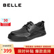 百麗舒適透氣休閑皮鞋男鞋真皮系帶打孔商務(wù)鞋A1540BM4 黑色 41