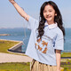 GXG KIDS童裝夏裝新款poloT恤兒童寬松印花短袖親子裝休閑上衣