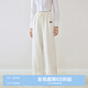 樂(lè)町束腳針織休閑褲春季新品女寬松肌理闊腿褲學(xué)院少女風(fēng)褲子 米白（現(xiàn)貨） M