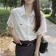 妙奕嘉短袖白色襯衫女衣服夏季2025新款洋氣時(shí)尚襯衣顯瘦上衣遮肚子薄款 蝴蝶結(jié)刺繡短袖襯衫【白色】 L 【建議115-130斤】