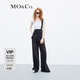 MO&Co.寬松直筒側(cè)開叉顯瘦美式復(fù)古休閑牛仔背帶褲 牛仔黑色 S 160