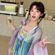 十三余小豆蔻兒[夜光荷]重工刺繡貉袖對襟衫齊胸吊帶裙唐制漢服女 對襟衫 L