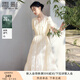 香影白月光v領(lǐng)連衣裙女2025夏裝新款泡泡袖萊賽爾天絲白色收腰裙 米白 M 160/84A/95-110斤