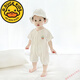 G.DUCKKIDS夏季純棉連體衣外出服新生兒短袖哈衣男女寶寶薄款透氣爬服家居服 白色 包邊薄款連體衣 90cm