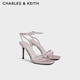 CHARLES&KEITH法式亮鉆一字帶高跟涼鞋女生日禮物新年禮物送女友CK1-60280423 Mauve紫紅色 34