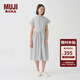 無印良品 MUJI IDEE 女式 平紋 無袖連衣裙 女裝裙子夏季 GAD13C4S 藍灰色 M (155/80A)