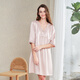 美標睡衣寬松100%真絲女士中袖家居服桑蠶絲睡裙連衣裙粉色 豆沙色 XL