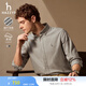 哈吉斯（HAZZYS）男裝 春秋款凈色襯衣千鳥格純棉通勤長(zhǎng)袖襯衫男ASCZK1BCF04 深灰色DE XL (180/100A 50)