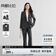 尚都比拉職業(yè)通勤西裝套裝女春秋正裝西服外套褲子面試兩件套 深灰色 L