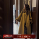 三吉黑花【踏雪】新中式羊毛雙面呢大衣外套秋冬高級感毛領小個子 青駝(90羊毛) M