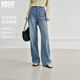 對白（DUIBAI）復古水洗直筒牛仔褲女2026春新款小個(gè)子通勤休閑百搭寬松長(cháng)褲 水洗牛仔藍 28