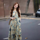 邦帛世背心連衣裙復(fù)古文藝氣質(zhì)新國風(fēng)春夏季長裙女裝2025新款小眾設(shè)計(jì)感 水墨畫連衣裙 M