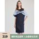 ELLE法式不對(duì)稱披肩連衣裙女2025夏新款設(shè)計(jì)感氣質(zhì)寬松休閑T恤裙 寶藍(lán) S