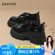 達(dá)芙妮（DAPHNE）單鞋女厚底增高低幫復(fù)古樂福鞋女2024秋季新款時(shí)尚百搭舒適小皮鞋 黑色 39