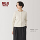 無印良品（MUJI）女式 雙層編織開衫女外套女裝上衣針織衫外衣秋季 象牙色 S 155/80A