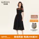歌莉婭新年紅品連衣裙女氣質(zhì)蛋糕裙a字網(wǎng)紗長(zhǎng)裙高級(jí)感小黑裙194K4BBI0 B00黑色 F