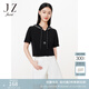 玖姿（JUZUI）商場(chǎng)同款輕運(yùn)動(dòng)拉鏈帽衫夏款休閑短袖t恤JWCX80343 花黑 S